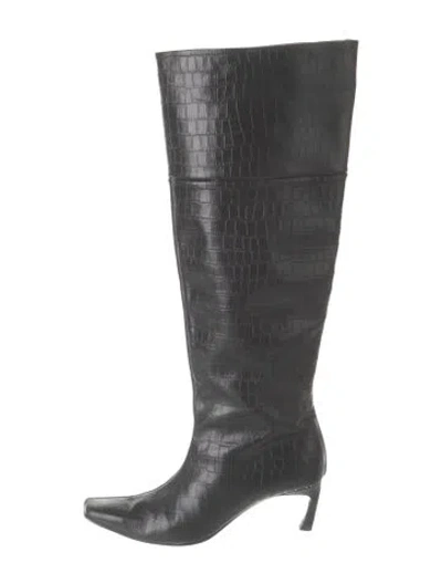 Pre-owned Reike Nen Leather Boots In Black