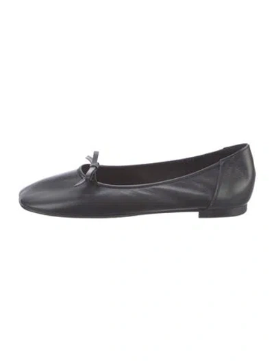 Pre-owned Reike Nen Leather Bow Accents Ballet Flats In Black