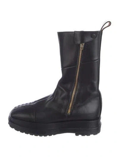 Pre-owned Reike Nen Leather Combat Boots In Black