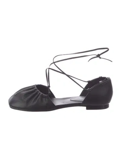 Pre-owned Reike Nen Leather D'orsay Flats In Black