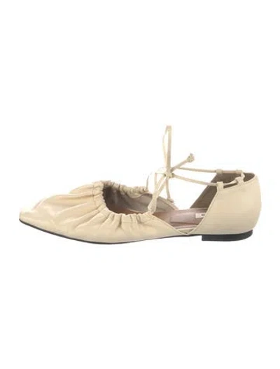 Pre-owned Reike Nen Leather D'orsay Flats In Neutral