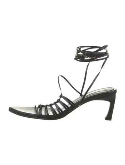 Pre-owned Reike Nen Leather Gladiator Sandals In Black