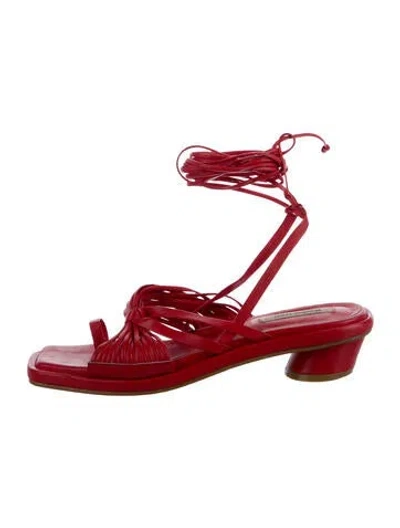 Pre-owned Reike Nen Leather Gladiator Sandals In Red