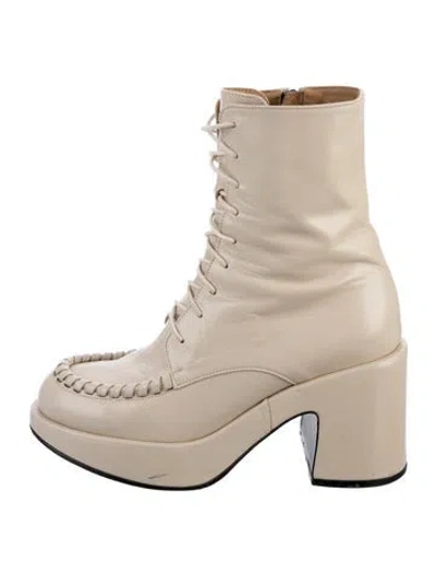 Pre-owned Reike Nen Leather Lace-up Boots In Neutrals