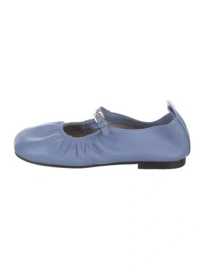 Pre-owned Reike Nen Leather Mary Jane Flats In Blue