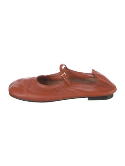 Pre-owned Reike Nen Leather Mary Jane Flats In Orange
