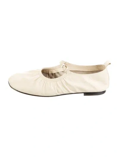 Pre-owned Reike Nen Leather Mary Jane Flats In White