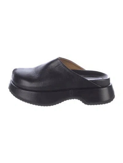 Pre-owned Reike Nen Leather Mules In Black