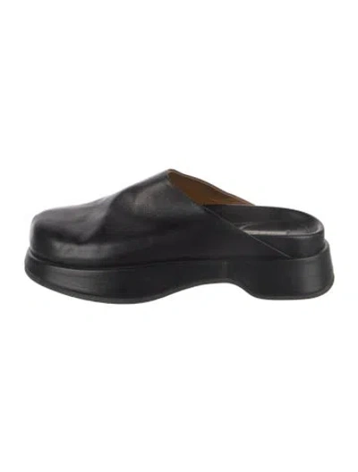 Pre-owned Reike Nen Leather Mules In Black