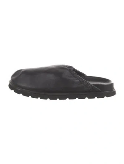 Pre-owned Reike Nen Leather Mules In Black