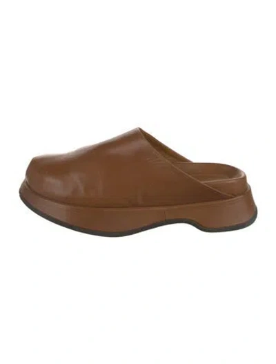 Pre-owned Reike Nen Leather Mules In Brown