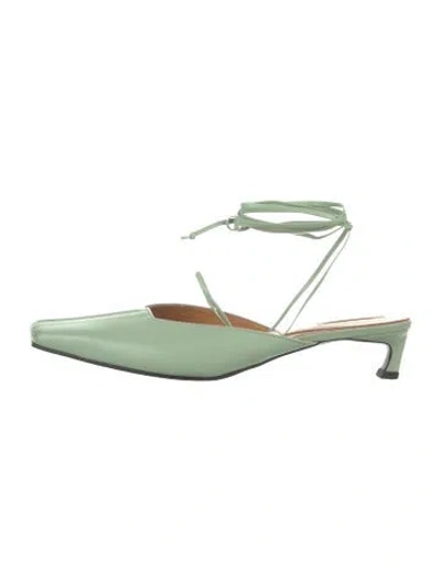 Pre-owned Reike Nen Leather Mules In Green