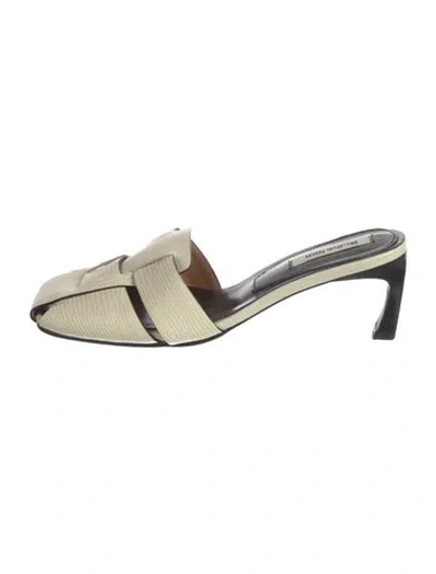 Pre-owned Reike Nen Leather Mules In Neutral