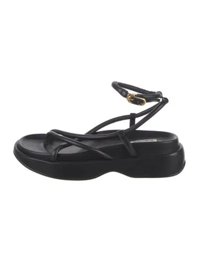 Pre-owned Reike Nen Leather Sandals In Black