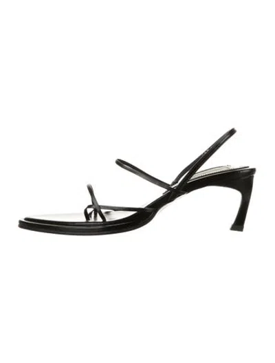 Pre-owned Reike Nen Leather Sandals In Black