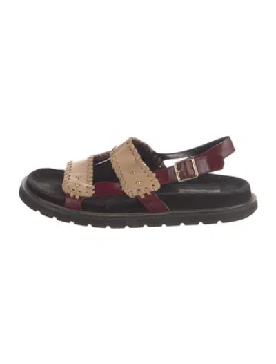 Pre-owned Reike Nen Leather Sandals In Burgundy
