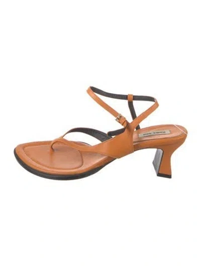 Pre-owned Reike Nen Leather Sandals In Orange