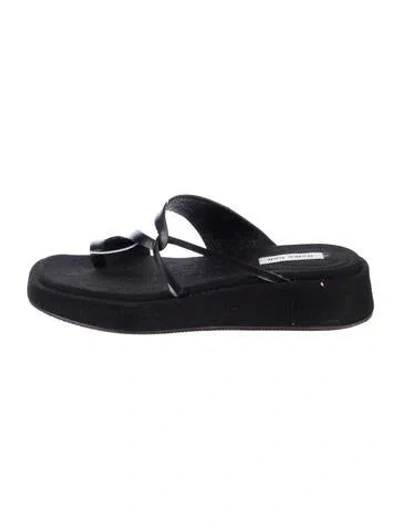 Pre-owned Reike Nen Leather Slides In Black
