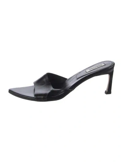 Pre-owned Reike Nen Leather Slides In Black