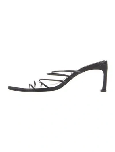 Pre-owned Reike Nen Leather Slides In Black