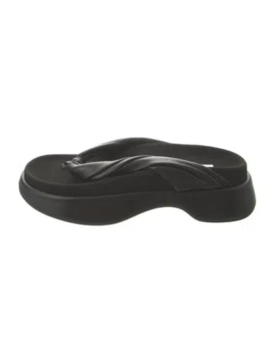 Pre-owned Reike Nen Leather Slides In Black