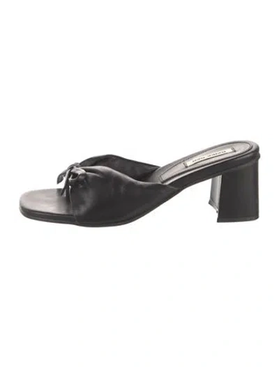 Pre-owned Reike Nen Leather Slides In Black
