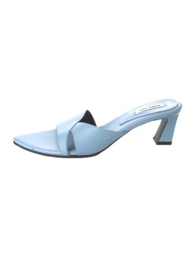Pre-owned Reike Nen Leather Slides In Blue