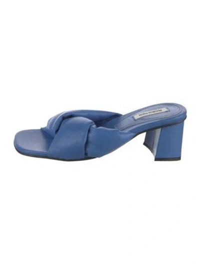 Pre-owned Reike Nen Leather Slides In Blue