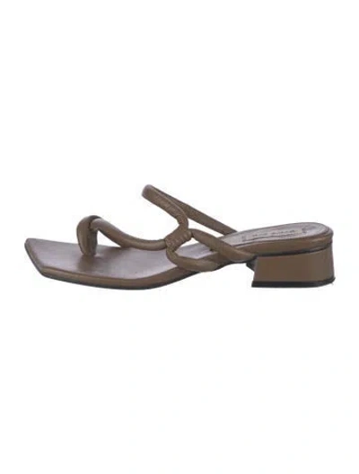 Pre-owned Reike Nen Leather Slides In Brown