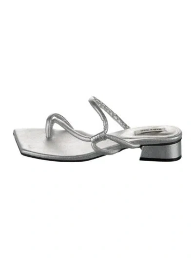 Pre-owned Reike Nen Leather Slides In Metallic/silver