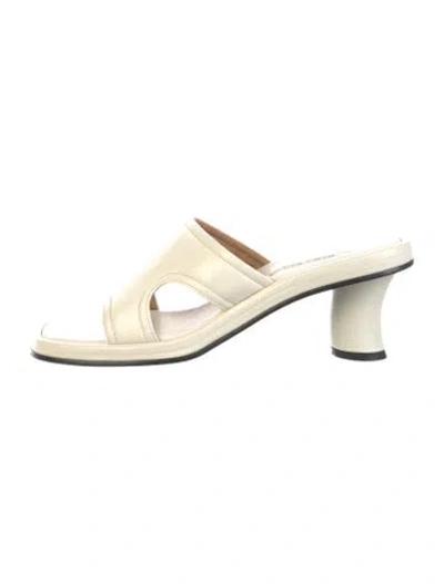 Pre-owned Reike Nen Leather Slides In Neutral