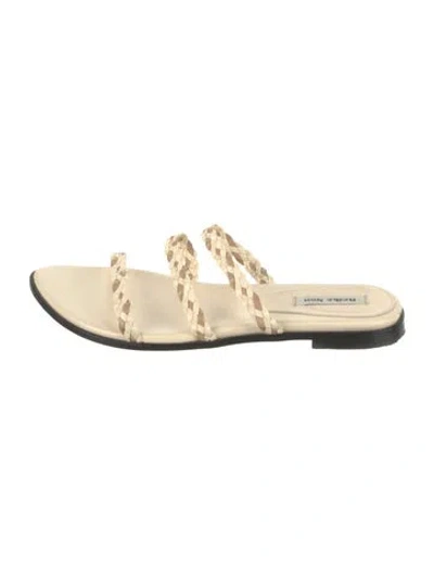 Pre-owned Reike Nen Leather Slides In Neutrals