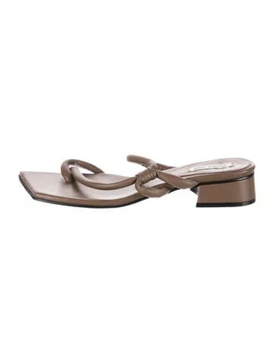 Pre-owned Reike Nen Leather Slides In Silver