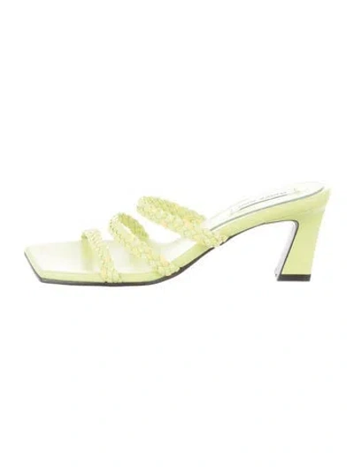 Pre-owned Reike Nen Leather Slides In White
