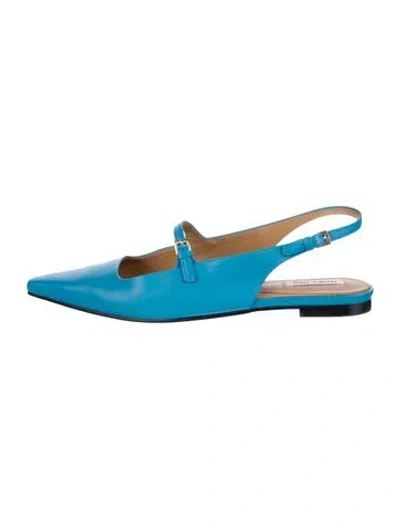 Pre-owned Reike Nen Leather Slingback Flats In Blue