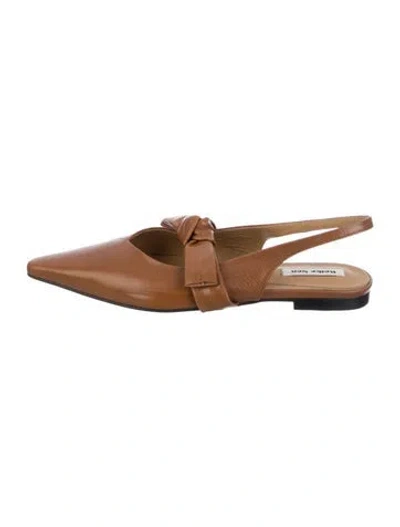 Pre-owned Reike Nen Leather Slingback Flats In Brown