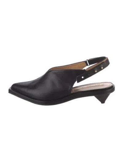 Pre-owned Reike Nen Leather Slingback Pumps In Black