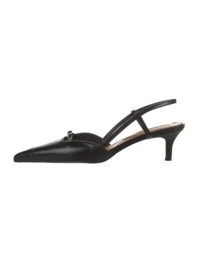 Pre-owned Reike Nen Leather Slingback Pumps In Black