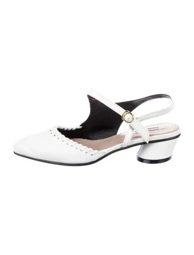 Pre-owned Reike Nen Leather Slingback Pumps In White