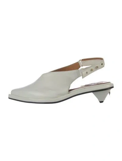 Pre-owned Reike Nen Leather Slingback Pumps In White