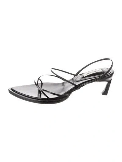 Pre-owned Reike Nen Leather Slingback Sandals In Black