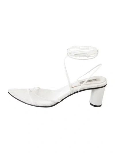 Pre-owned Reike Nen Leather Slingback Sandals In White