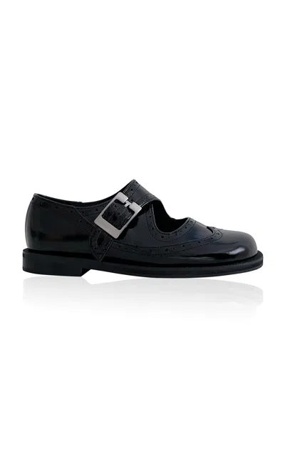 Reike Nen Monk Strap Leather Loafers In Black
