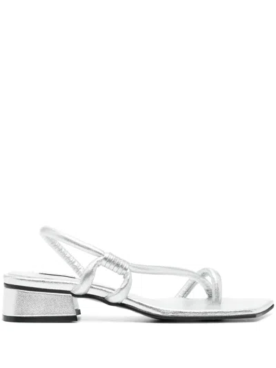 Reike Nen Noodle Tubular Metallic Slingback Sandals In Silver