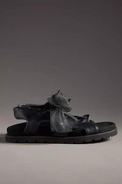 Reike Nen Organza Ribbon Sandals In Black