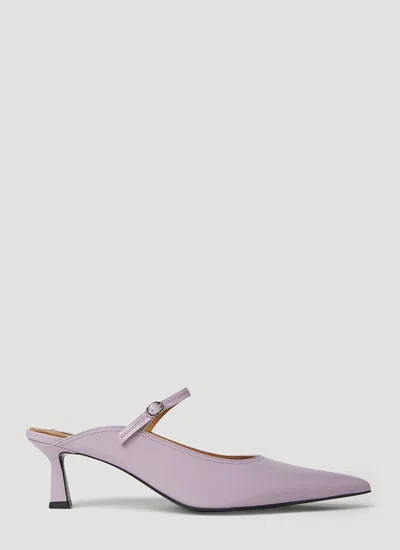 Reike Nen Pointed Mary Jane Kitten Heel Mules In Purple