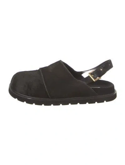 Pre-owned Reike Nen Ponyhair Slingback Flats In Green