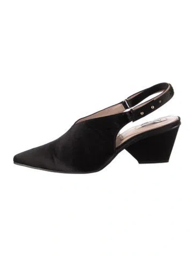 Pre-owned Reike Nen Satin Slingback Pumps In Black