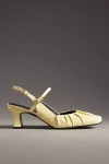 Reike Nen Shirring Slingback Kitten Heels In Yellow
