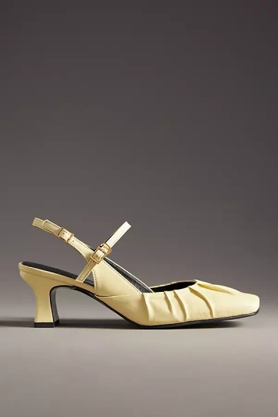 Reike Nen Shirring Slingback Kitten Heels In Yellow